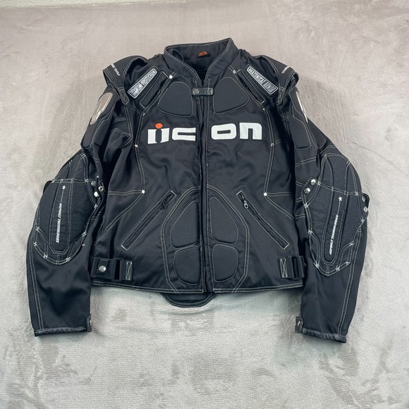 ICON TiMax Nylon Motorcycle Jacket 2XL Black Liner Titanium Reinforced Armor NEW - Picture 1 of 16